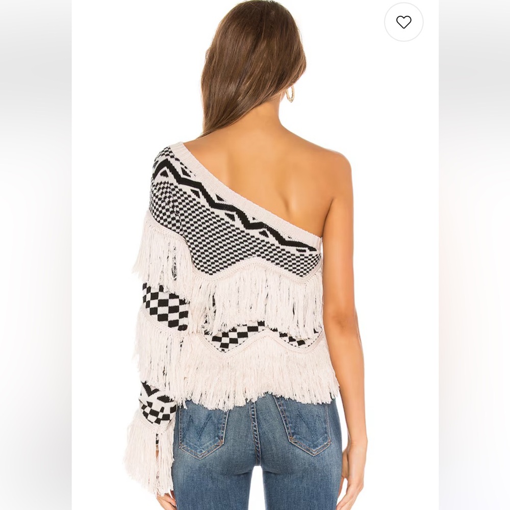 NWT House of Harlow 1960 Black and Ivory Knit Top with Geometric Pattern - Picture 5 of 7